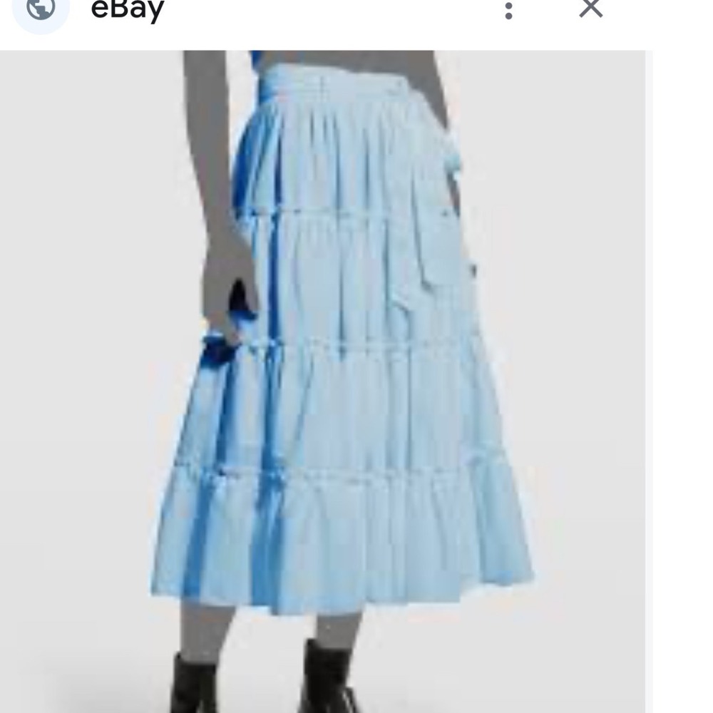 Cinq à Sept Tiered Midi Skirt Women 6 Blue Ruffle Belted ZS3901614Z